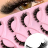 A pink cosmetic palette showing various shades of 3D faux mink cat eye eyelashes.