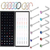 Stainless steel nose stud piercing jewelry set with various crystal designs and clasps