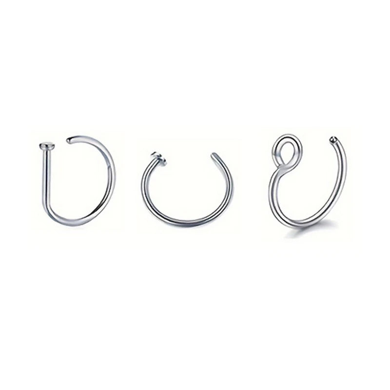 A set of three magnetic stainless steel septum rings displayed against a white background.
