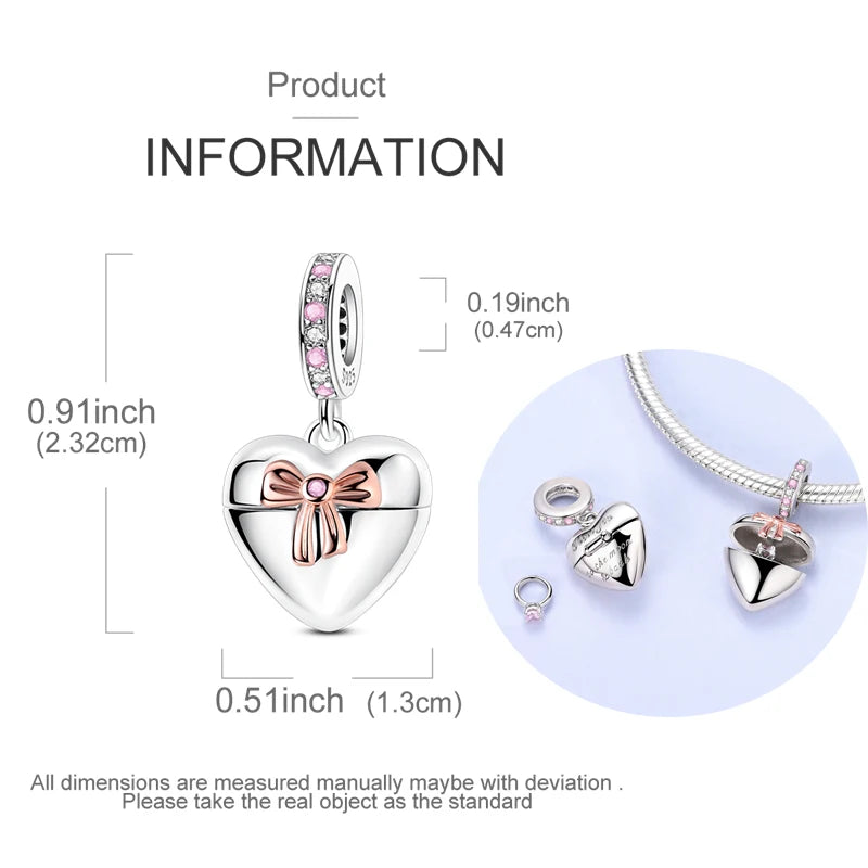 A sterling silver heart pendant and moon charm bracelet set displayed on a white background.