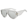 Clear acetate retro oval sunglasses with gold accents