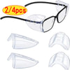 A set of flexible clear eye shields and glasses components for eyeglasses.