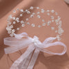 Elegant pearl hair net headband for women with clear crystal embellishments