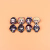 A set of eight cute enamel cartoon brooches featuring various stylized characters with dark and pastel hair colors.