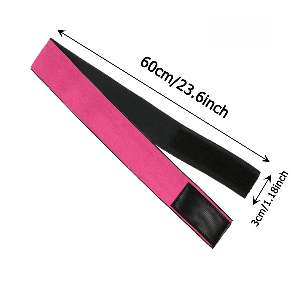 Pink and black adjustable lace headband measuring 60cm long