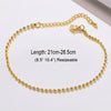 Gold stainless steel snake chain anklet for women with a resizeable length.
