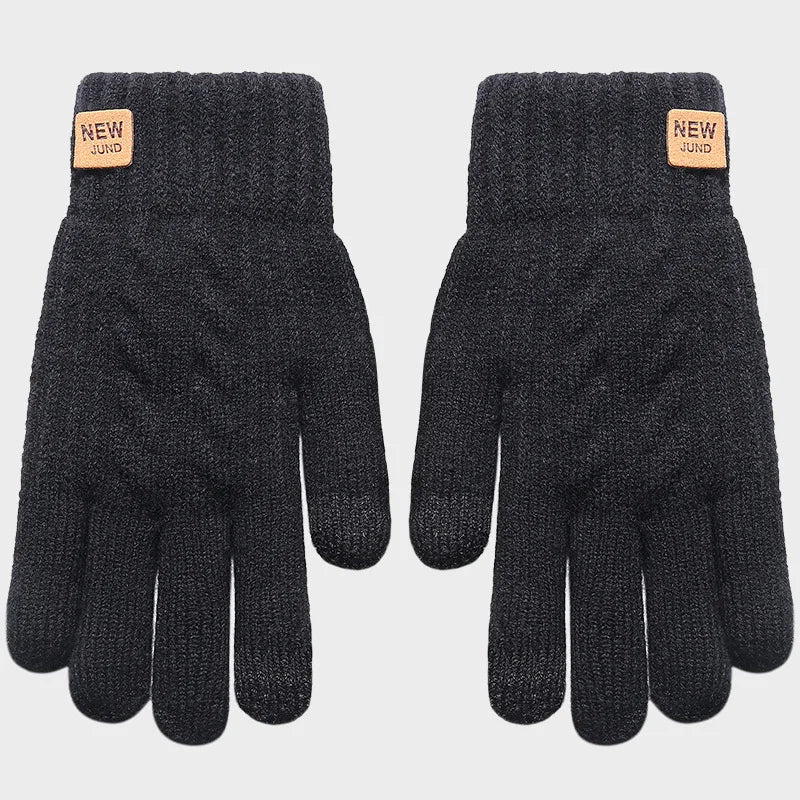 Une paire de gants de ski noirs tricotés avec doublure en polaire texturée et nouvelles étiquettes.
