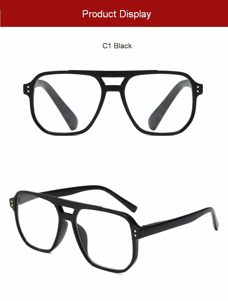 Gafas de lectura estilo C1 negras mostradas en una exhibición de producto.