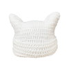 White crocheted cat ears beanie hat