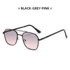 Black-grey pink classic metal frame square sunglasses viewed from the front