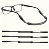 Black silicone anti-slip eyeglass straps for secure retainer retention