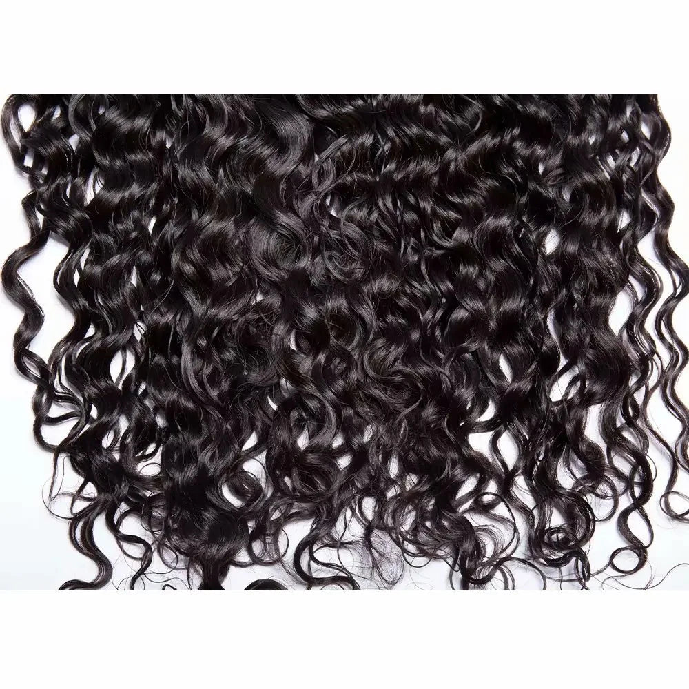 Extensions de cheveux humains en dentelle noire, vague profonde, avec des boucles volumineuses
