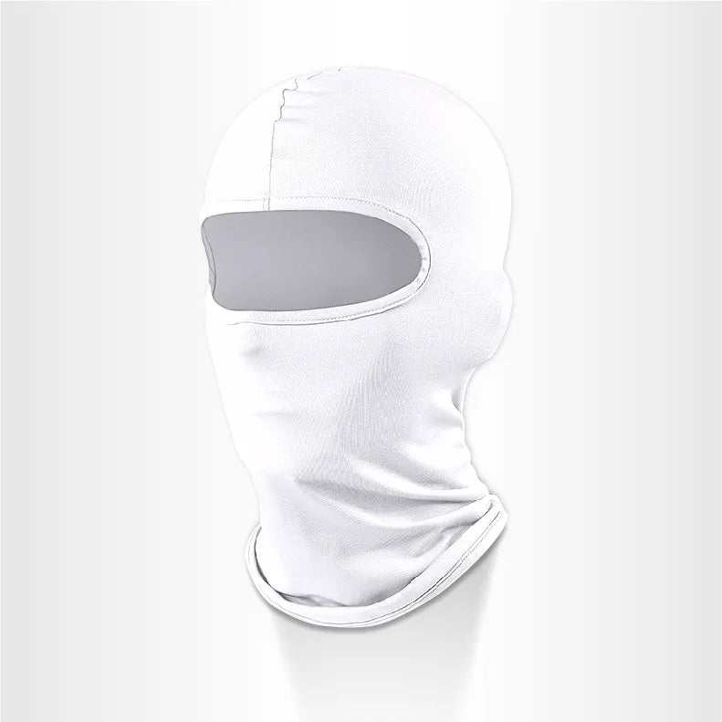 Balaclava for helmet liner, white breathable ice silk with a visor