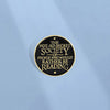 A round lapel pin featuring the text The Not-So-Secret Society of People Who Would Rather Be Reading
