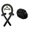 Black set of no-heat hair rollers and styling tools with decorative bow accents