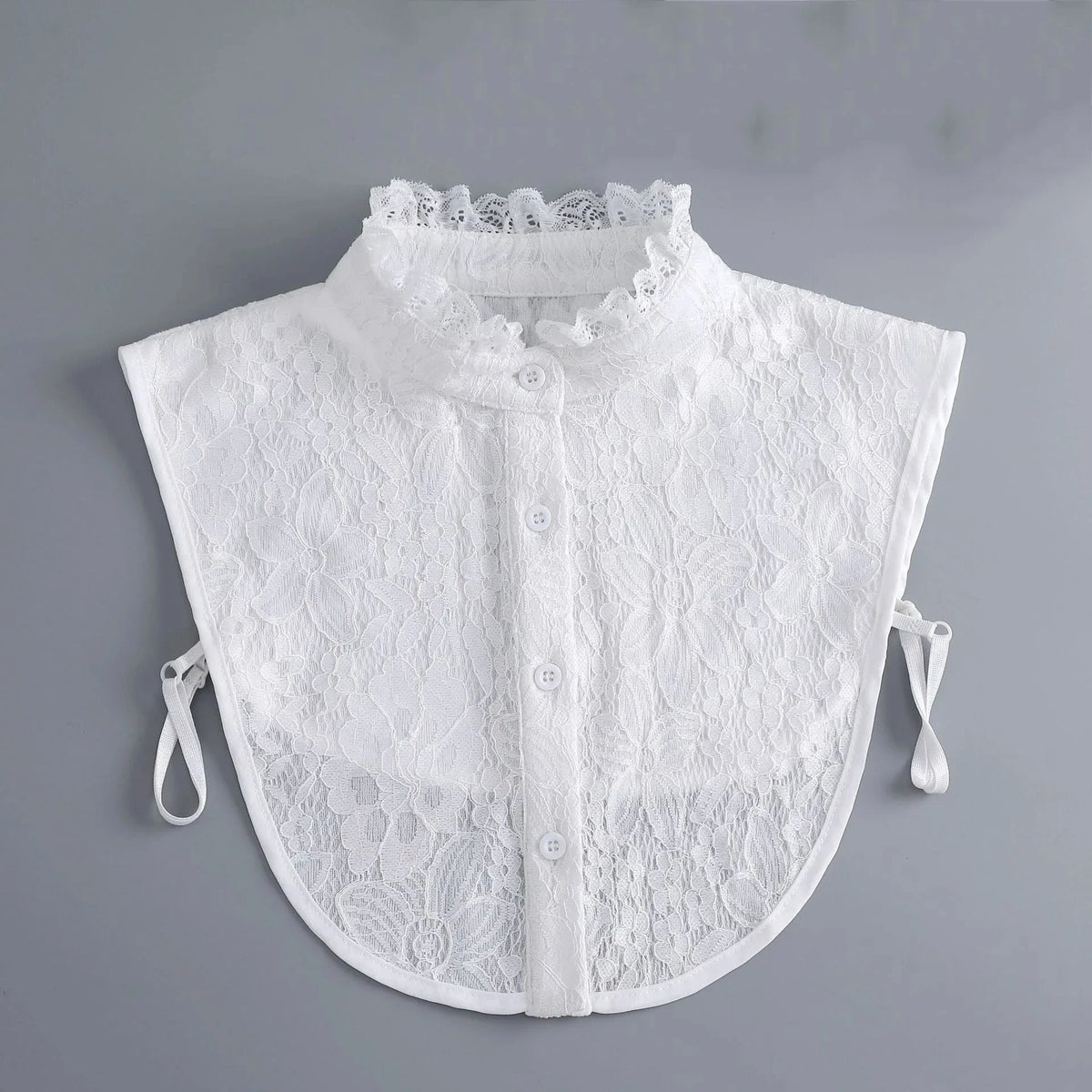 White lace blouse with a false collar and detachable neckline