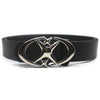 Black leather belt with a silver vintage gothic moon star buckle.