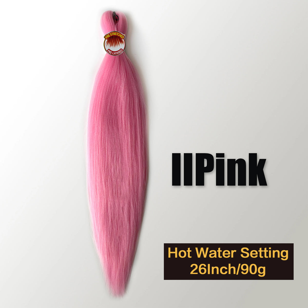 A bundle of bright pink pre-stretched Kanekalon braiding hair extensions with a decorative clip.