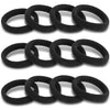 A set of black seamless hair ties used for ponytail holders.