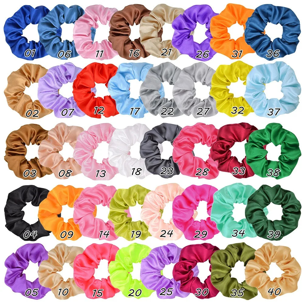 Colorful Satin Scrunchies for Hair