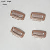 A set of three 3.2cm T-shape hair extension clips in brown color.