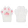 Pair of white faux furry gloves shaped like animal paws with pink accents