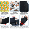 Black compression gloves with smart stitching and finger compression for hand and wrist relief