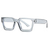 Montura cuadrada de gafas vintage de plástico transparente con temples de metal fino
