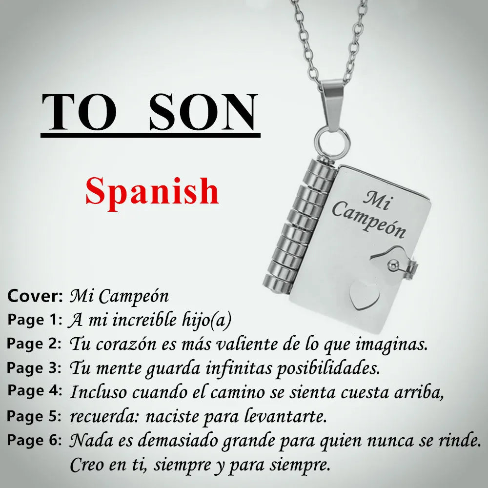 Silberlegiertes Anhänger-Halskette mit spanischer Inschrift: To Son Mi Campeón