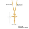 A gold-plated stainless steel cross necklace with a high polished finish and a 47mm length.