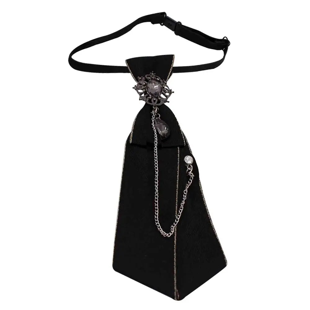 Black gothic crystal rhinestone bow tie necktie for shirts