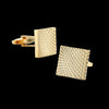 A pair of men's classic copper square cufflinks with a textured, diamond-patterned surface.