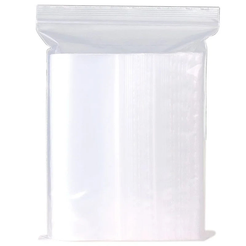A clear plastic ziplock storage bag filled with a white or translucent substance.