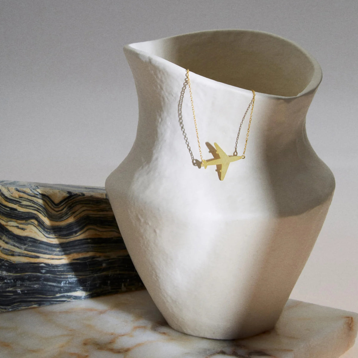 Stainless Steel Airplane Pendant Necklace
