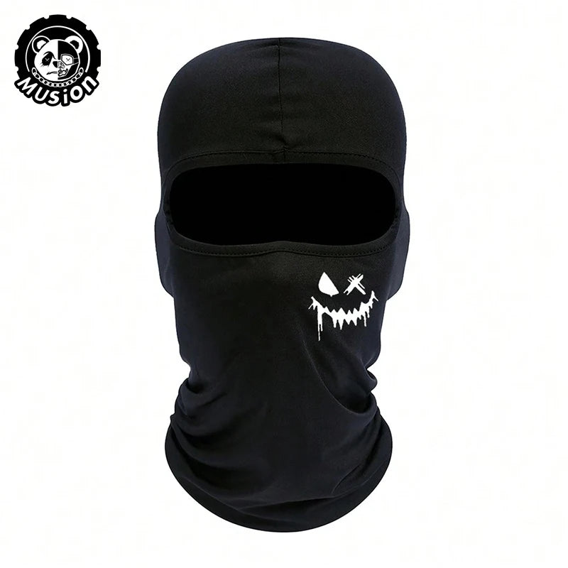 Balaclava de malla negra transpirable para cubrir cara y cuello en actividades al aire libre o ciclismo