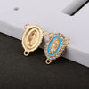 Gold and blue gemstone connectors for a rosary centerpiece