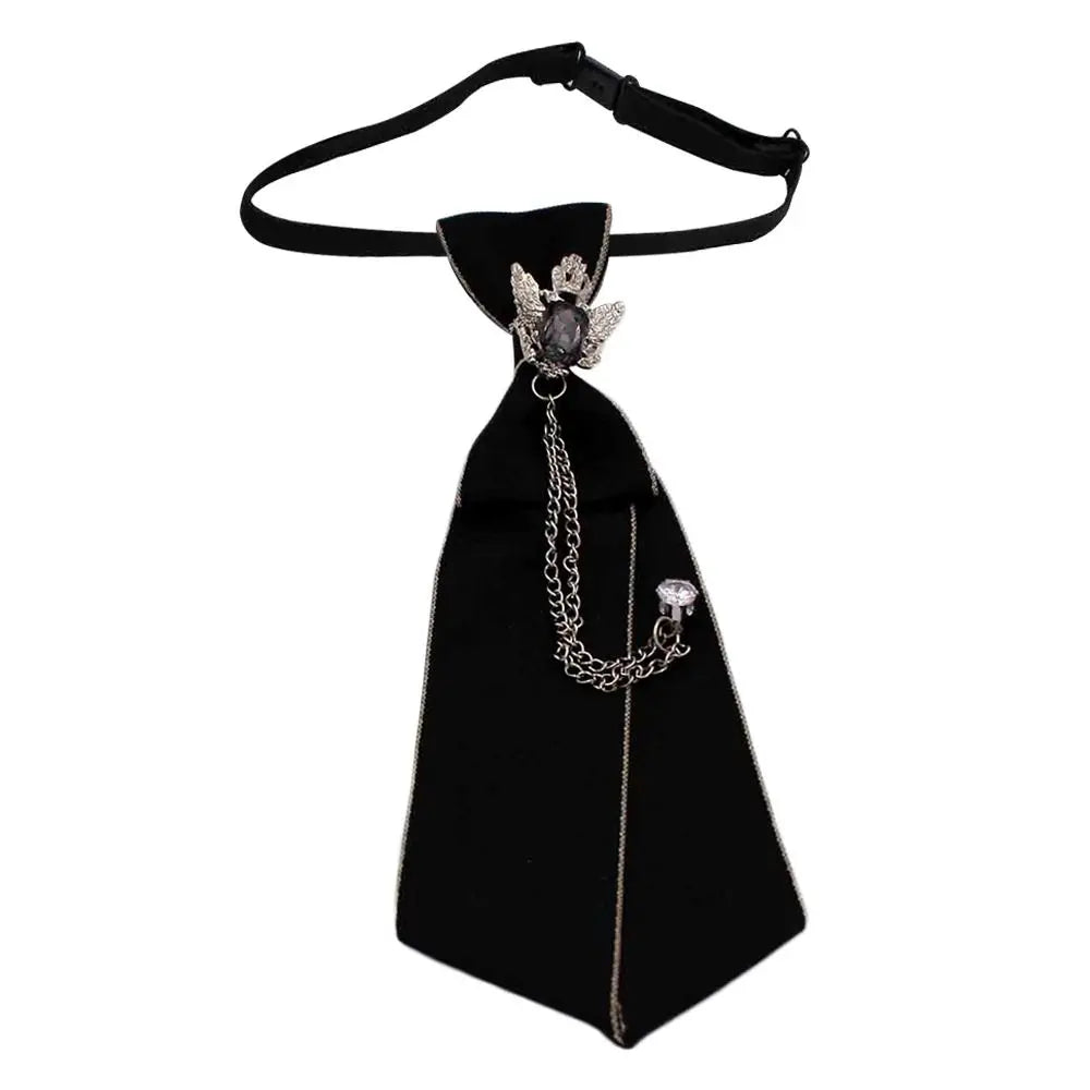 Black gothic crystal rhinestone bow tie necktie for shirts
