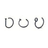 A set of three magnetic stainless steel septum rings displayed against a white background.
