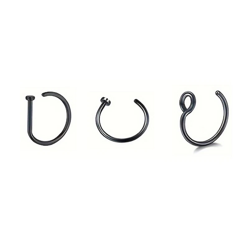 A set of three magnetic stainless steel septum rings displayed against a white background.