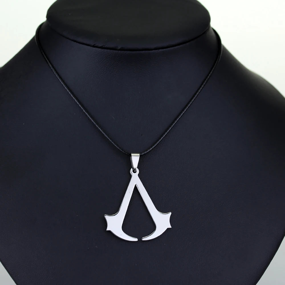 Stainless steel pendant necklace shaped like an 'A' for Assassin's Creed