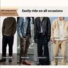 A collection of men's leather belts and jackets demonstrating various styles including temperament, leisure wind, male style,