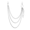 Silver double-layer waist chain accessory with a pendant and cross charm