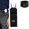 Black adjustable elastic waistband buckle set with silver hardware and a matching strap.