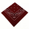 A deep maroon patterned bandana scarf folded into a diamond shape.