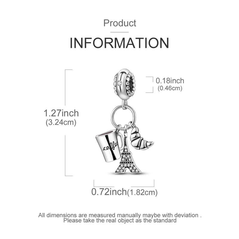 Sterling silver star moon charm bracelet displayed with dimension measurements.