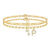 Gold plated initial letter anklet featuring a chain and a pendant letter P