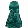 Bandana turbante de seda color verde azulado para hombre, visto desde atrás.