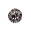A close-up of elegant dark gray horsetail hair clips coiled into a decorative spiral.