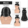 Bandana turbante de seda negra para hombre, mostrado desde los lados, frente y espalda