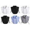 A set of five universal fake collars in black, white, and light blue for formal wear shirts.